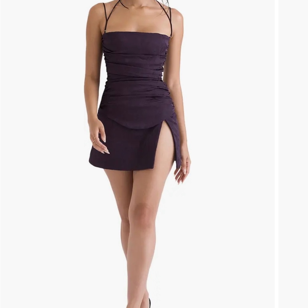 Mini House of CB dress. Eggplant color